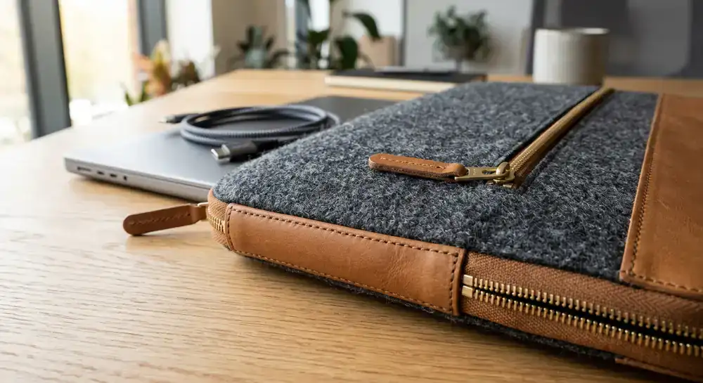 Close-up van premium materialen in laptopaccessoires